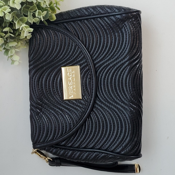 Versace Handbags - Versace Parfums Black Wristlet Clutch Bag New